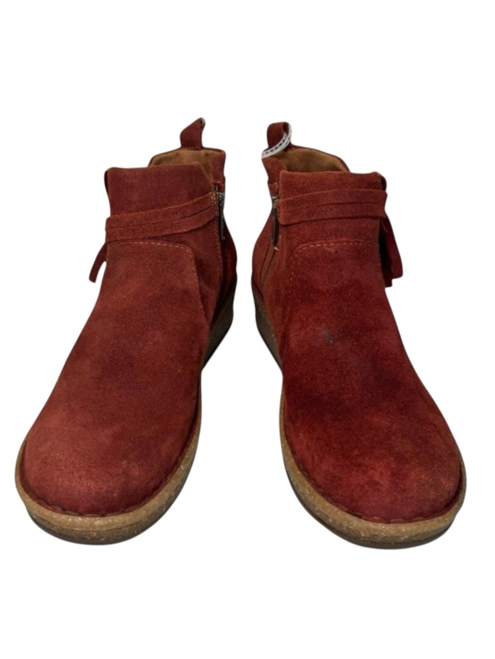 Børn Suede Ankle Booties Women’s 7 Brown Rust Leather Zip Detail NWT